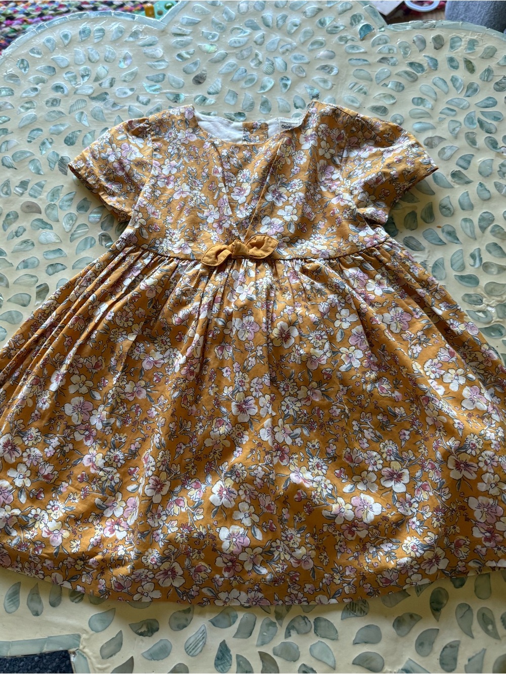 OshKosh B'gosh Mustard Yellow Floral Tie-Front Dress